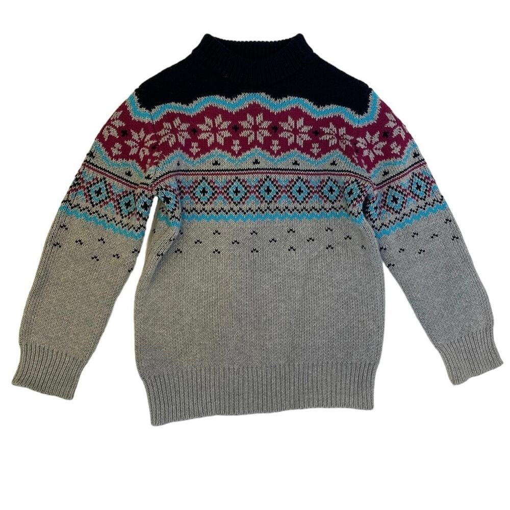 Egg New York Fair Isle Vale Unisex Kids Sweater Winter Sz 3T EUC Cotton Gray